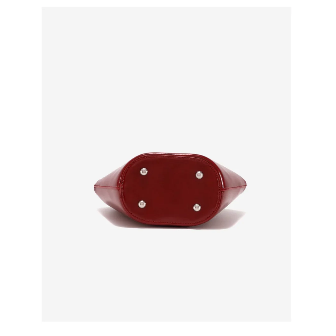 Tang Red 25 Glazed Scarlet Bucket Bag - Image 13