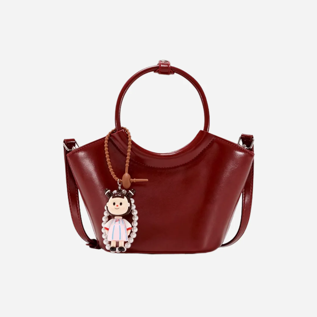 Tang Red 25 Glazed Scarlet Bucket Bag - Image 15
