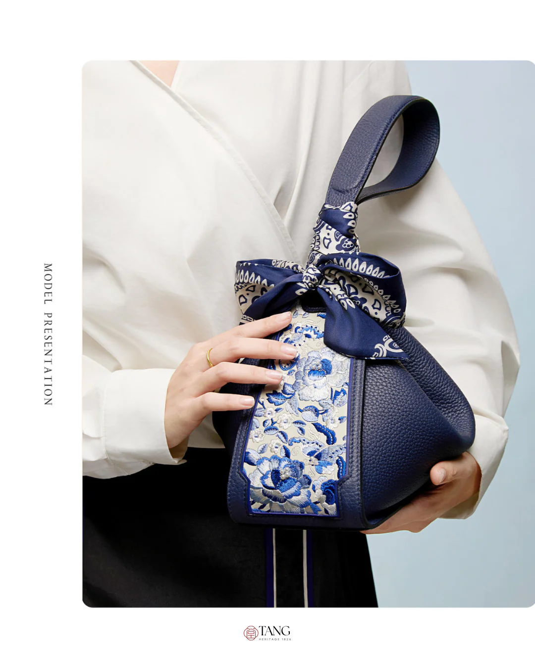 Tang Red 26 Embroidered Qinghua Porcelain Bag — Sapphire Porcelain - Image 13