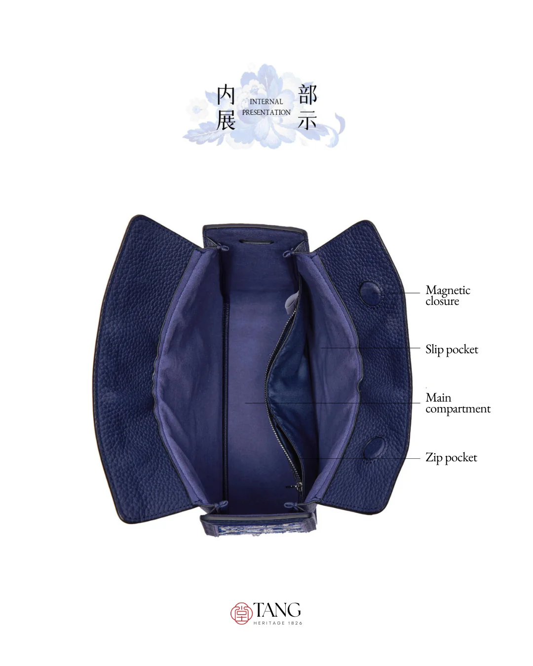 Tang Red 26 Embroidered Qinghua Porcelain Bag — Sapphire Porcelain - Image 16