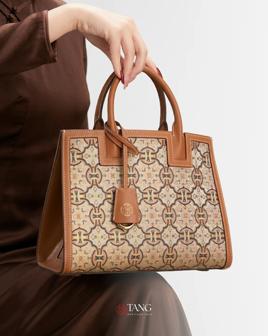 Tang Red 27 Ruyi Peony Song Brocade Tote - Image 15