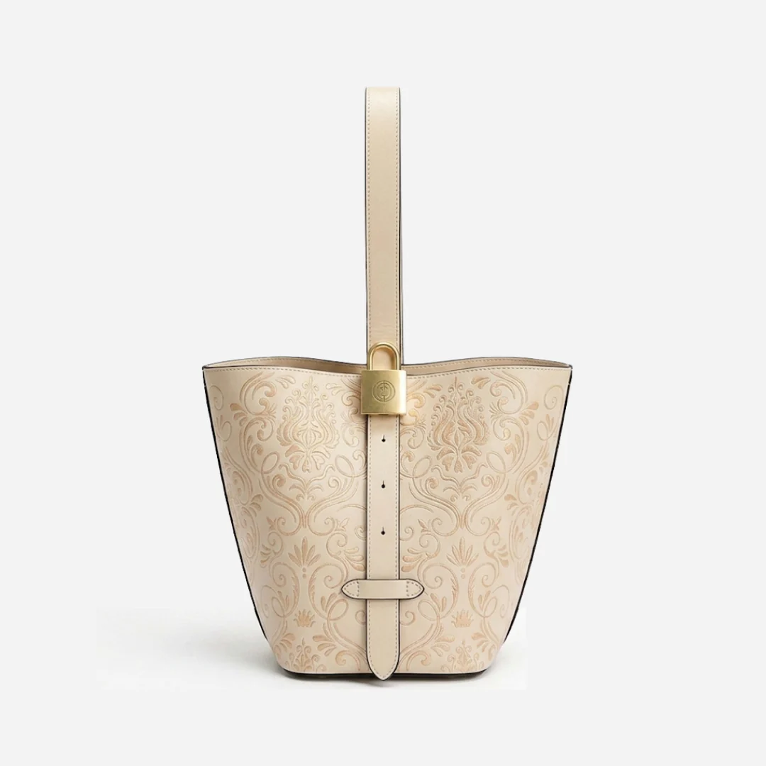 Tang Red 28 Embroidered Dunhuang Scroll Bucket Bag - Image 5