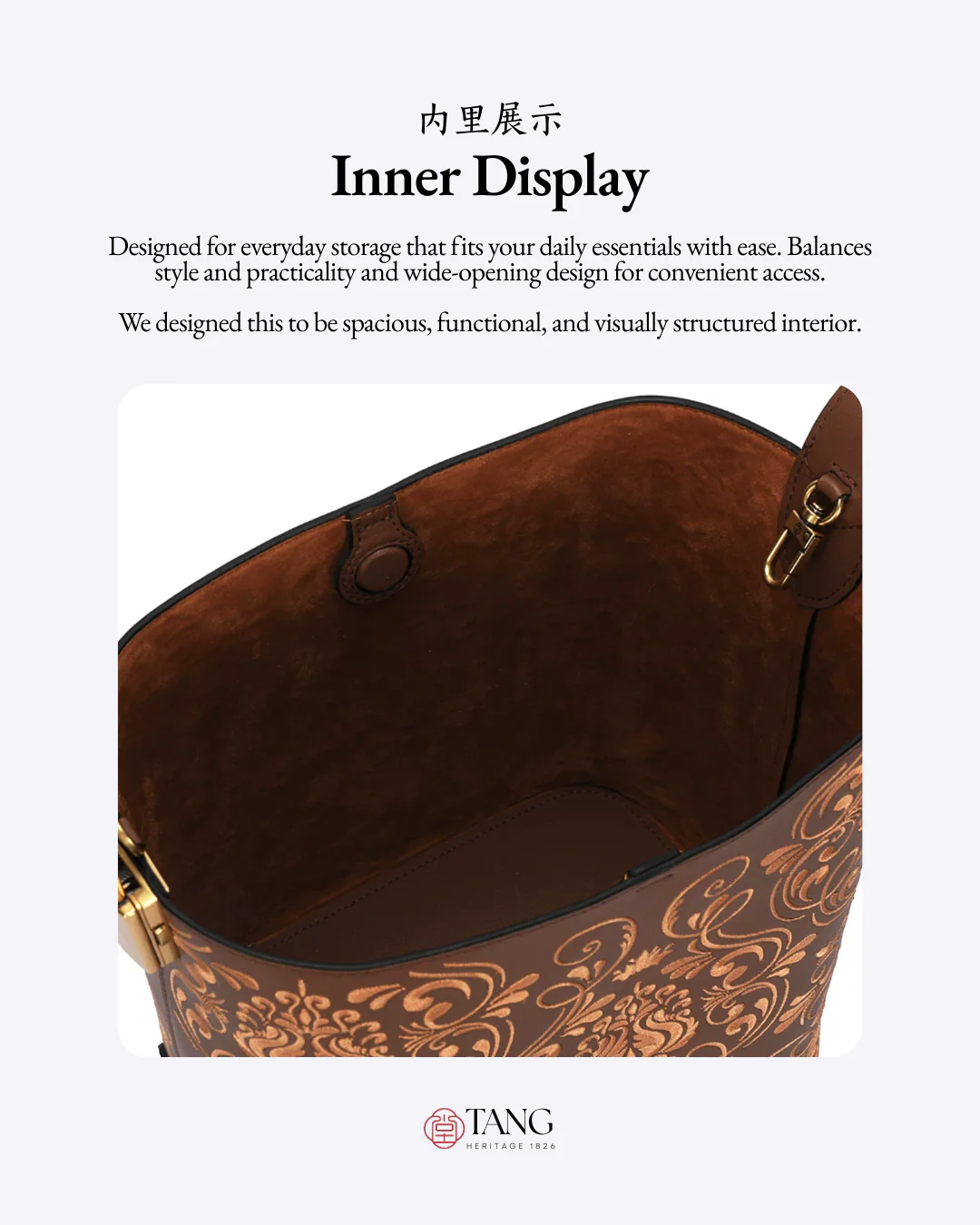 Tang Red 28 Embroidered Dunhuang Scroll Bucket Bag - Image 9
