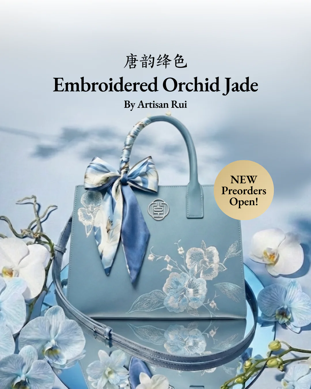 Tang Red 28 Embroidered Orchid Jade Tote - Image 2