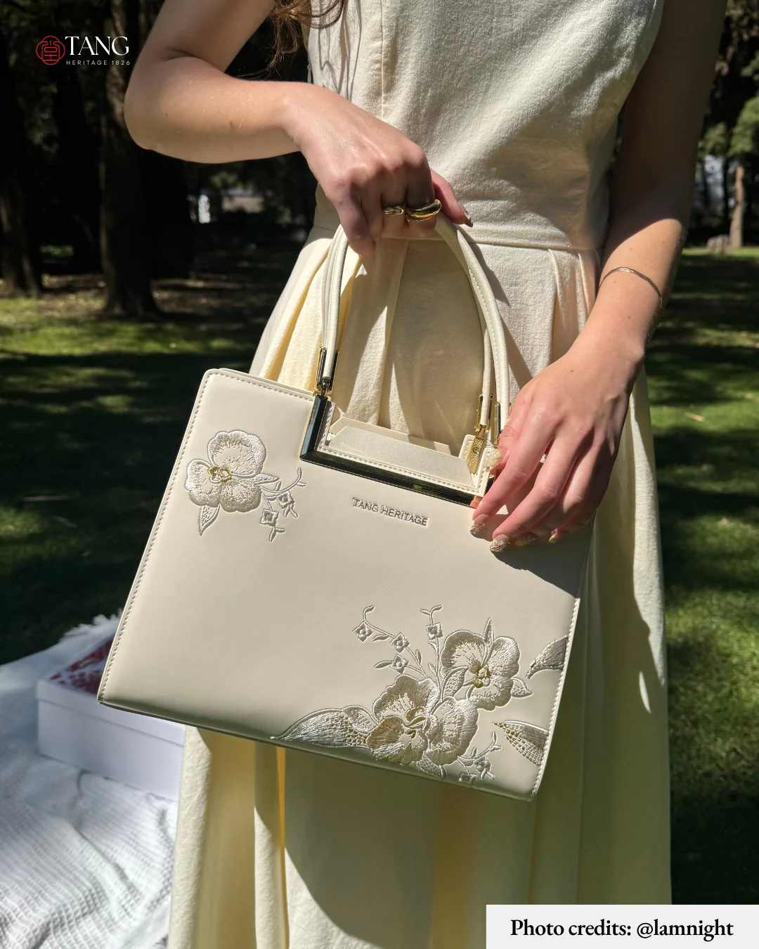 Tang Red 28 Embroidered Orchid Tote - Image 4