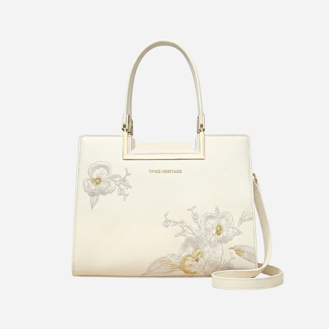 Tang Red 28 Embroidered Orchid Tote - Image 29