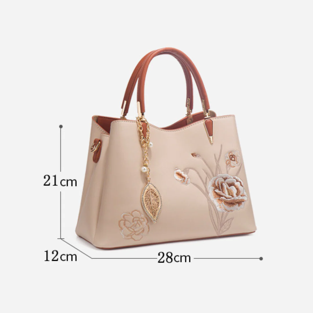 Tang Red 28 Embroidered-Peony Tote IV - Image 12