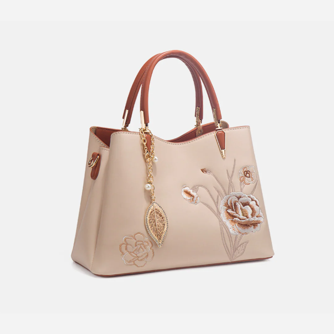 Tang Red 28 Embroidered-Peony Tote IV - Image 8