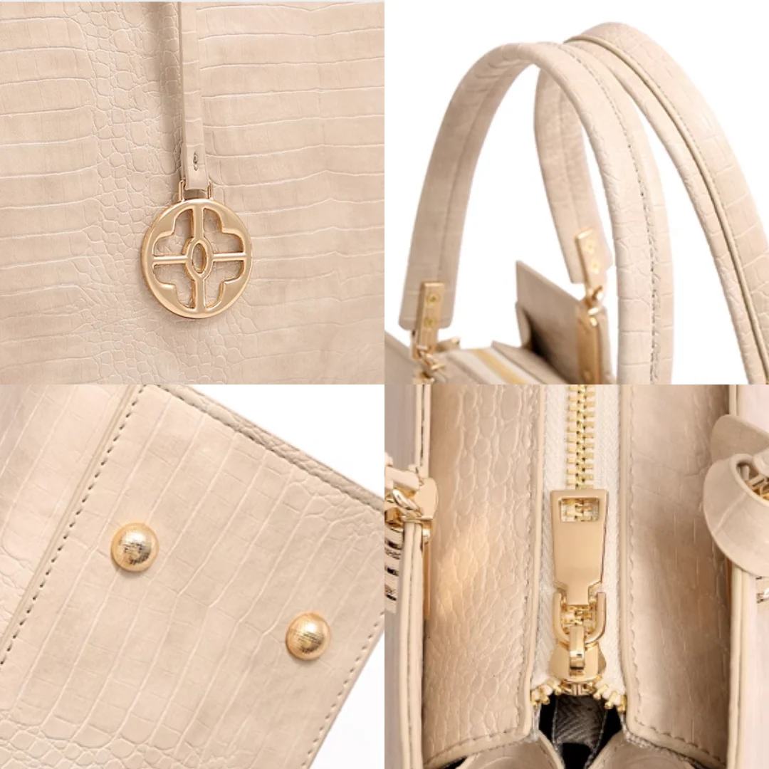 Tang Red 29 Almond Crocodile-Embossed Tote II - Image 7