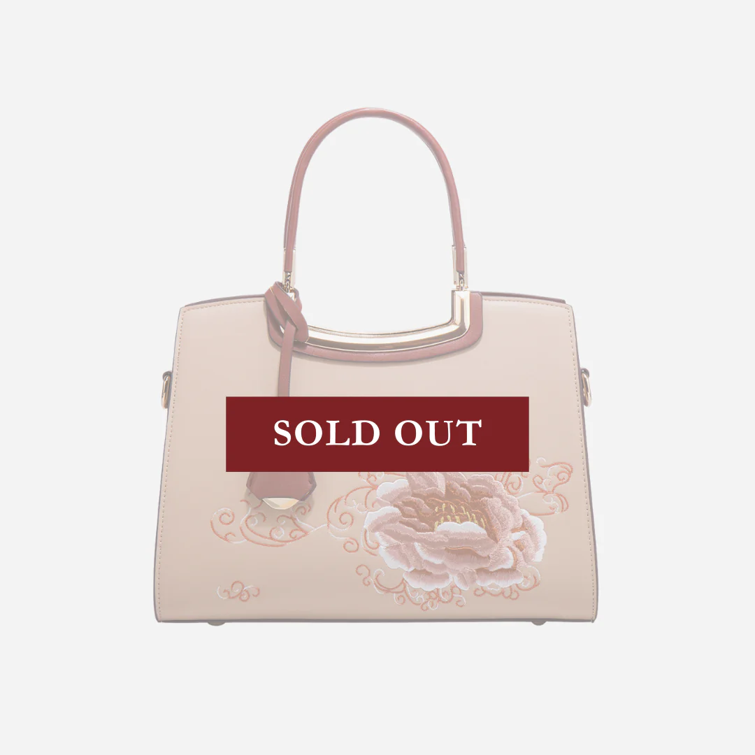 Tang Red 29 Embroidered-Peony Tote III