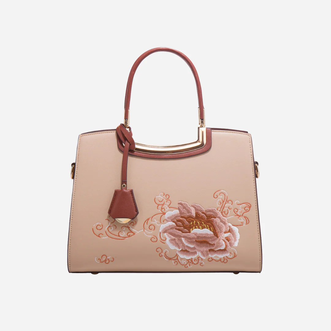 Tang Red 29 Embroidered-Peony Tote III - Image 10