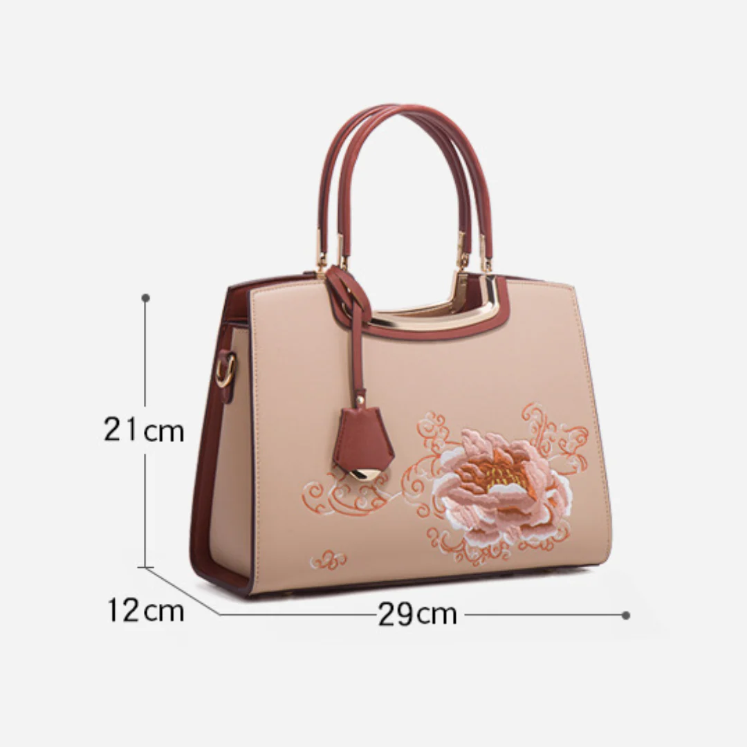 Tang Red 29 Embroidered-Peony Tote III - Image 8