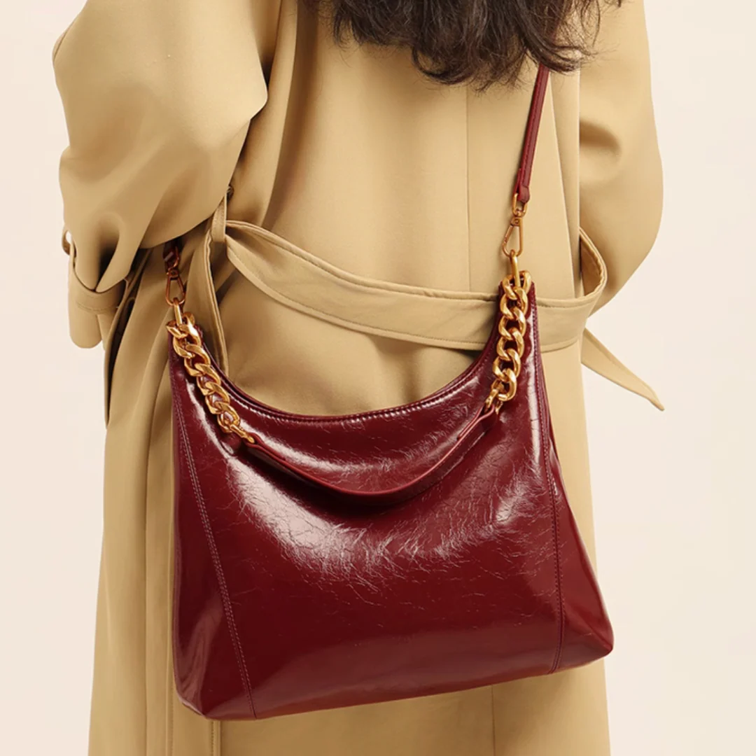 Tang Red 29 Glazed Scarlet Hobo Bag - Image 5