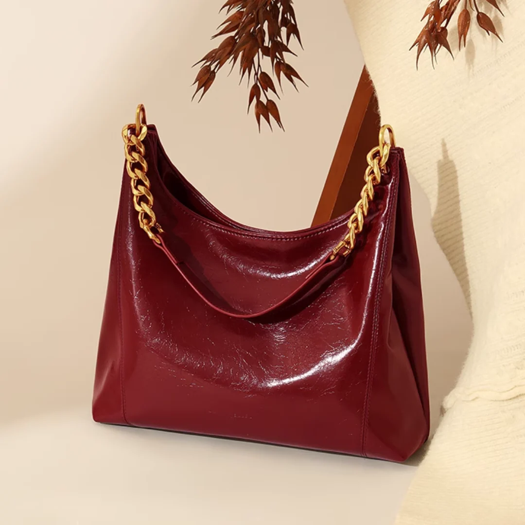Tang Red 29 Glazed Scarlet Hobo Bag - Image 6