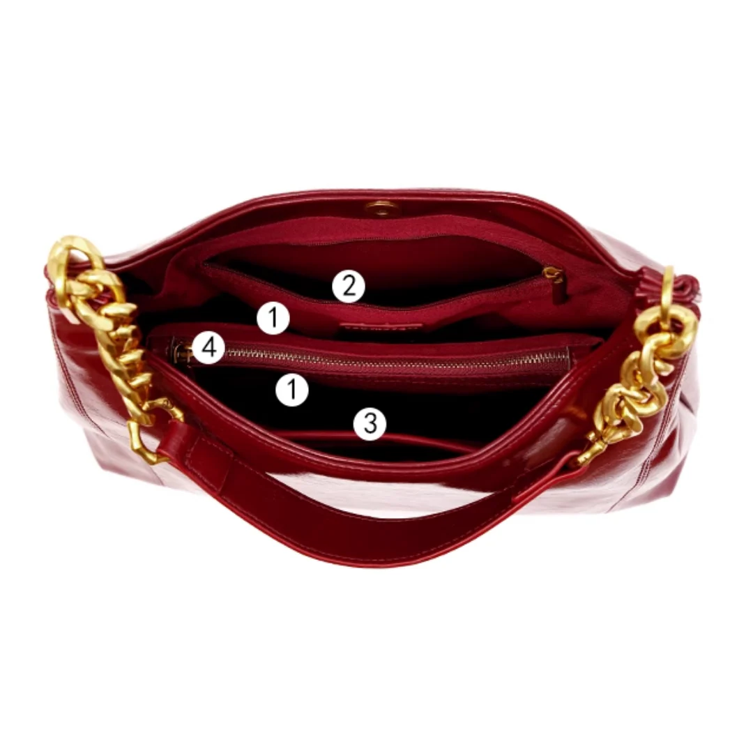 Tang Red 29 Glazed Scarlet Hobo Bag - Image 7