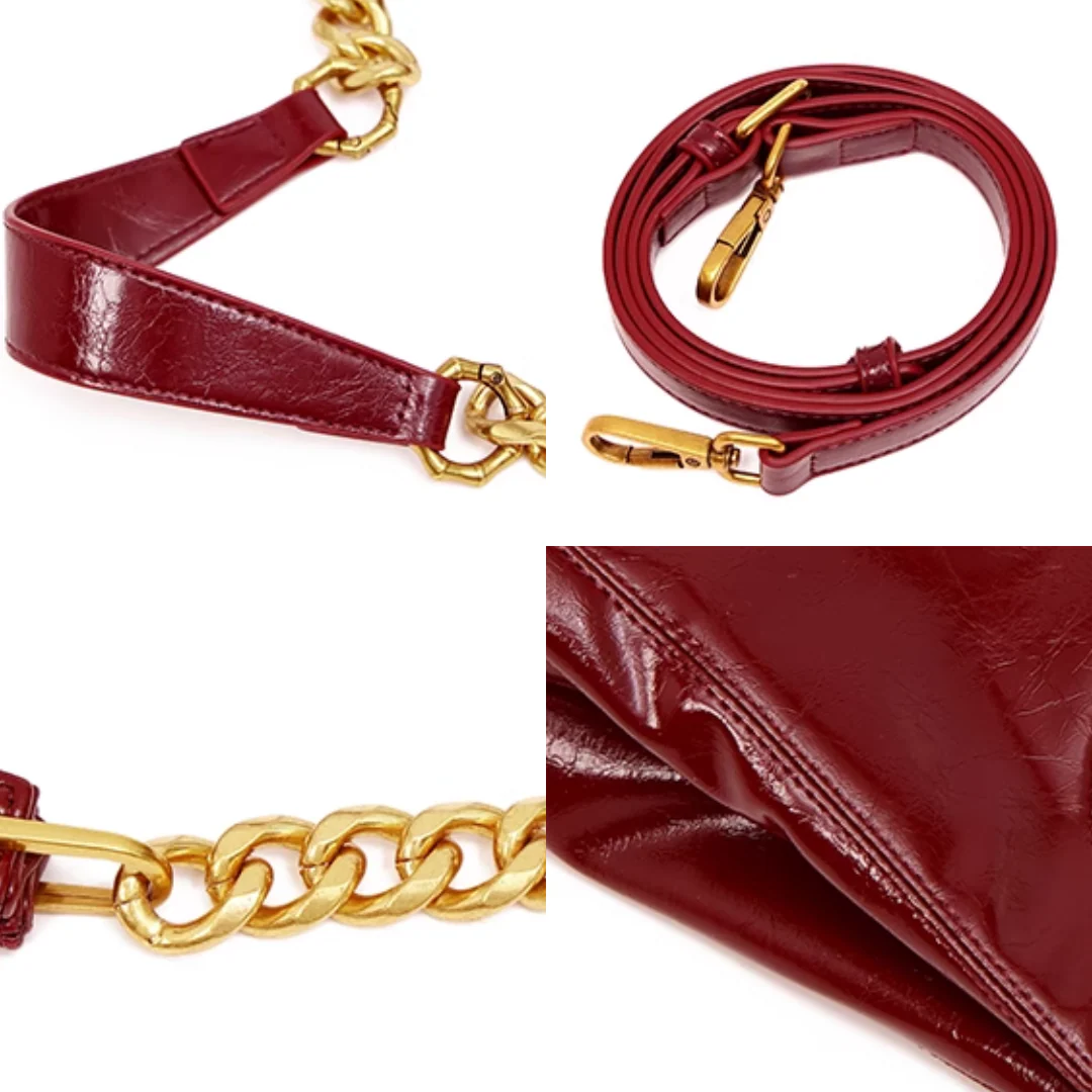Tang Red 29 Glazed Scarlet Hobo Bag - Image 8