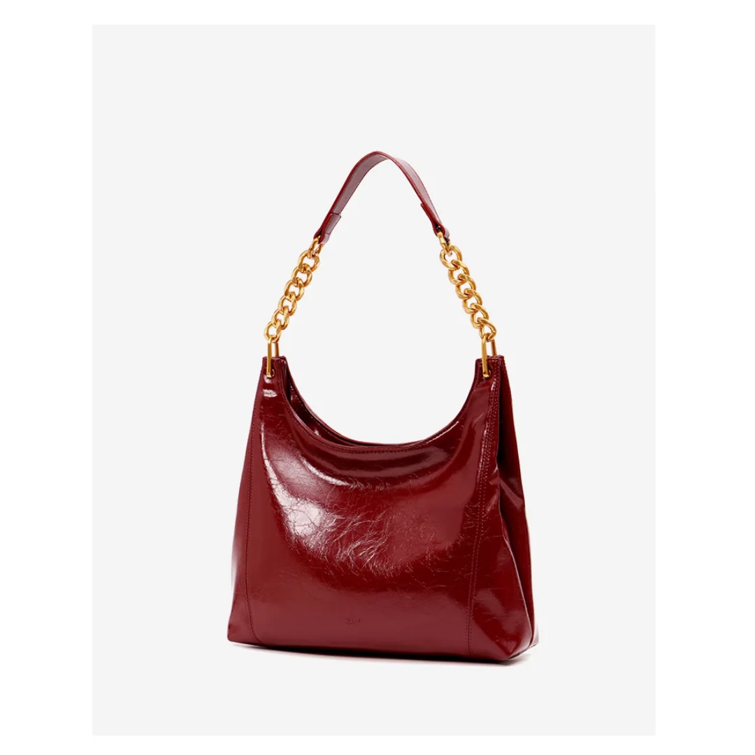 Tang Red 29 Glazed Scarlet Hobo Bag - Image 9