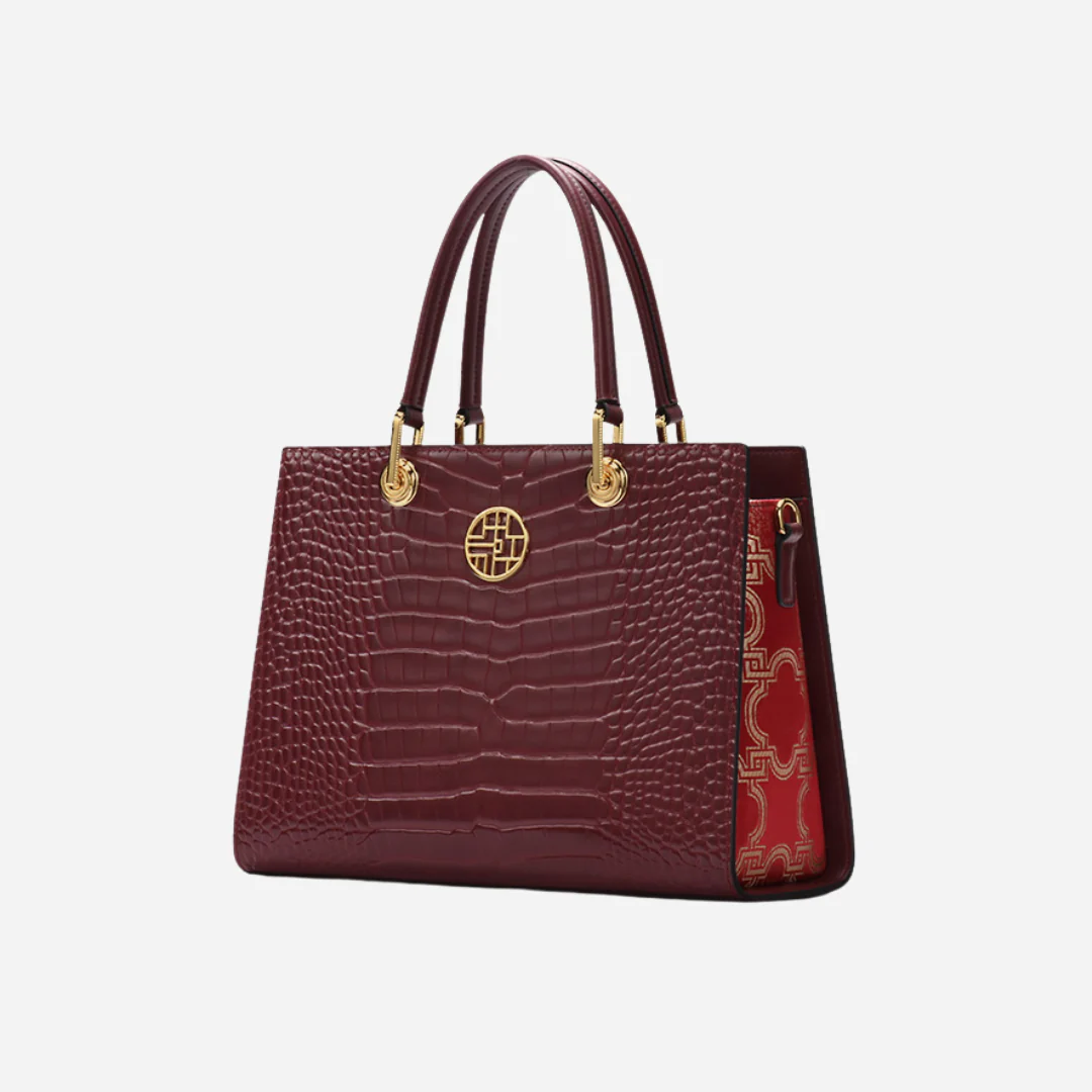 Tang Red 30 Crocodile-Embossed Brocade Tote - Image 4