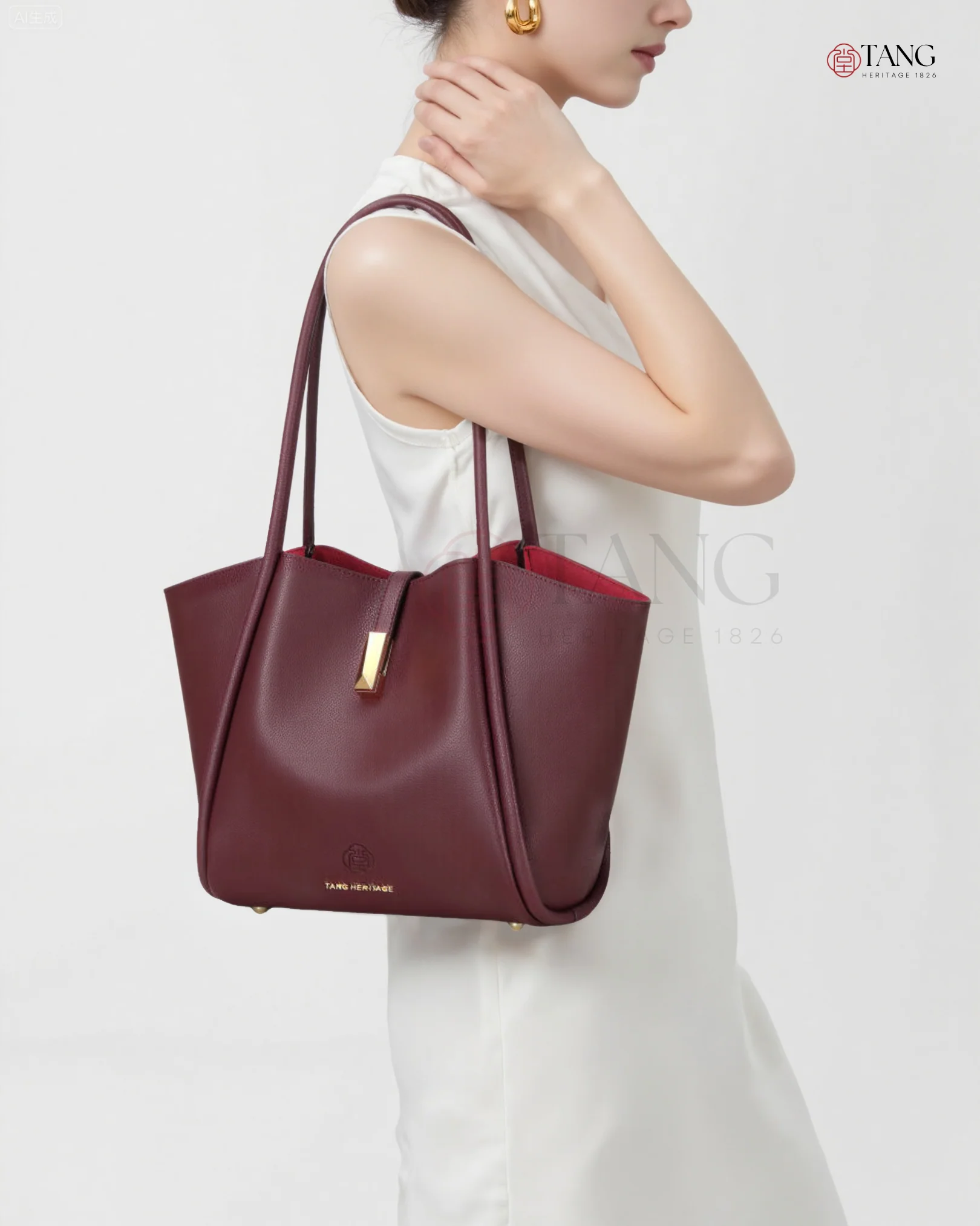 Tang Red 30 Empress Crescent Tote - Image 6