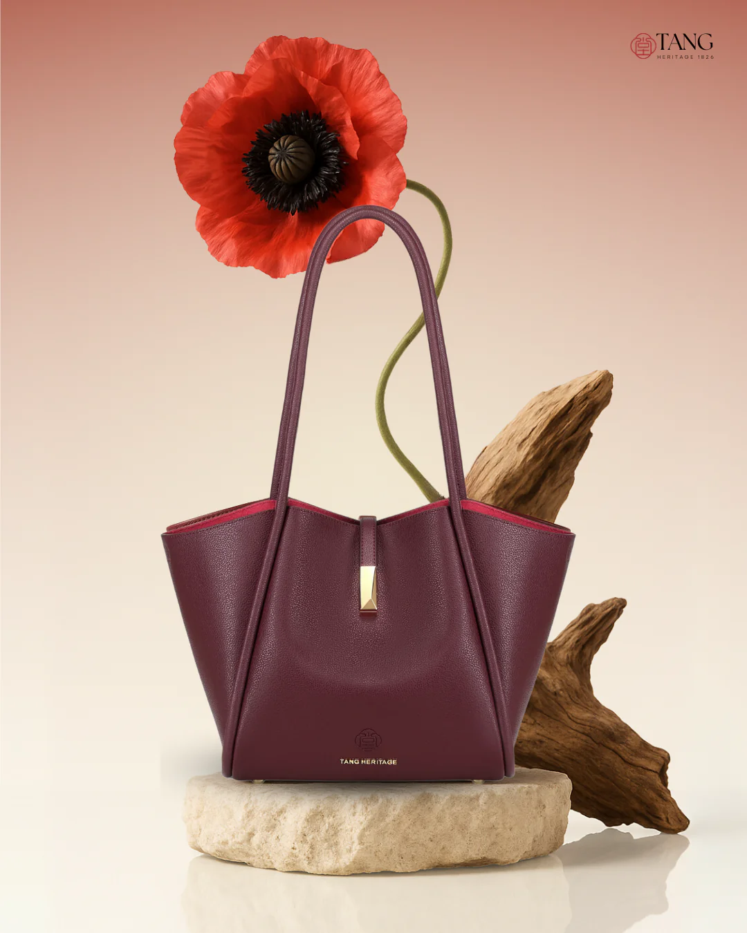 Tang Red 30 Empress Crescent Tote - Image 8