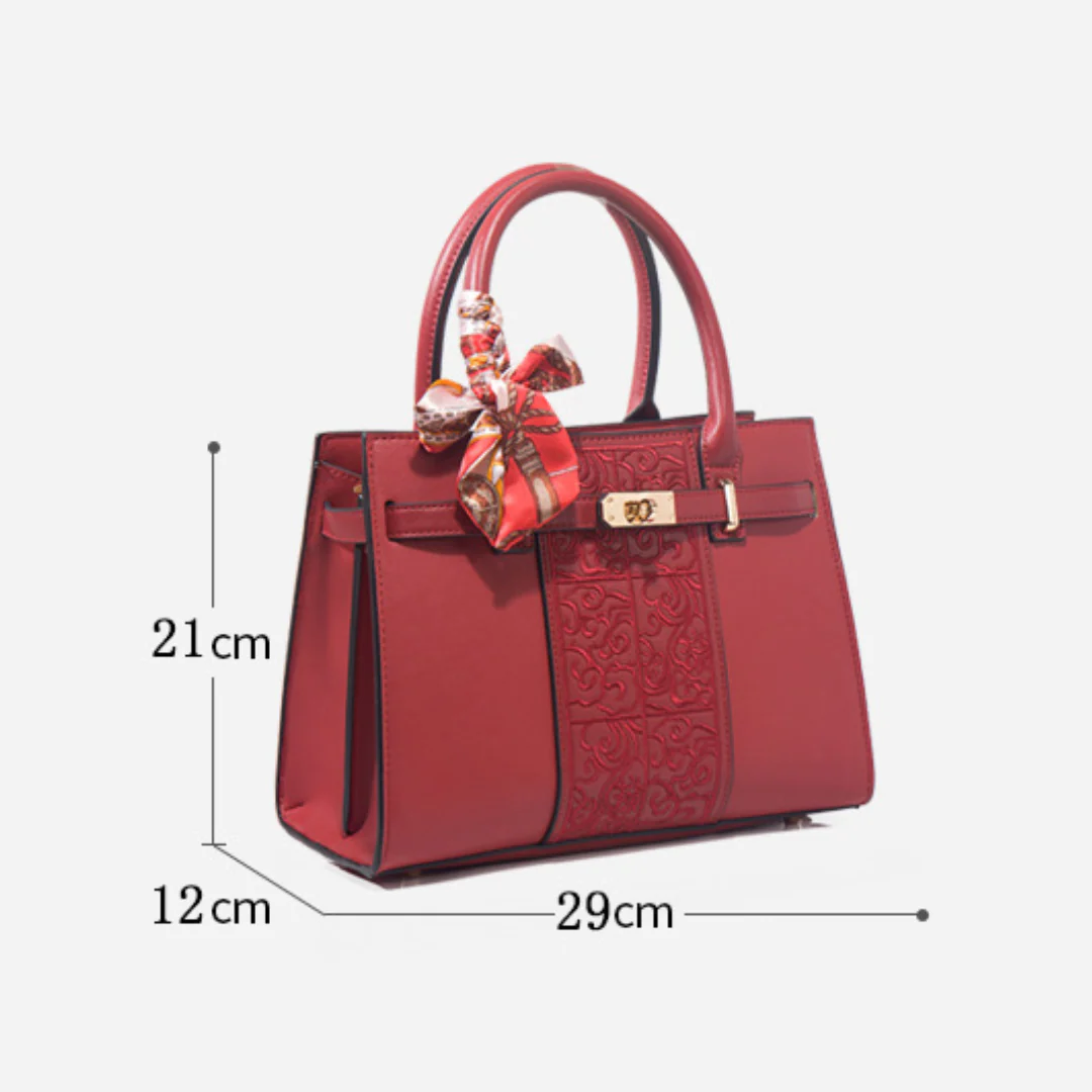 Tang Red 29 Embossed Floral Tote II - Image 10