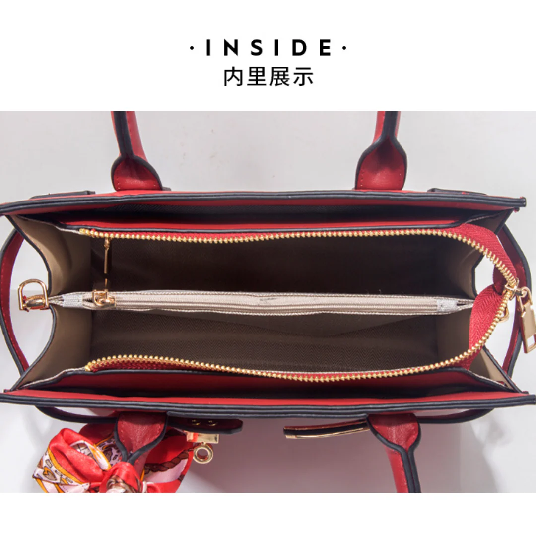 Tang Red 29 Embossed Floral Tote II - Image 9