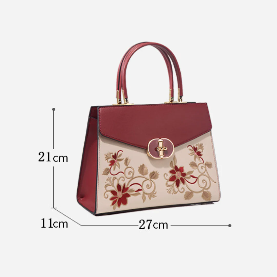 Tang Red 27 Embroidered Floral Tote - Image 11