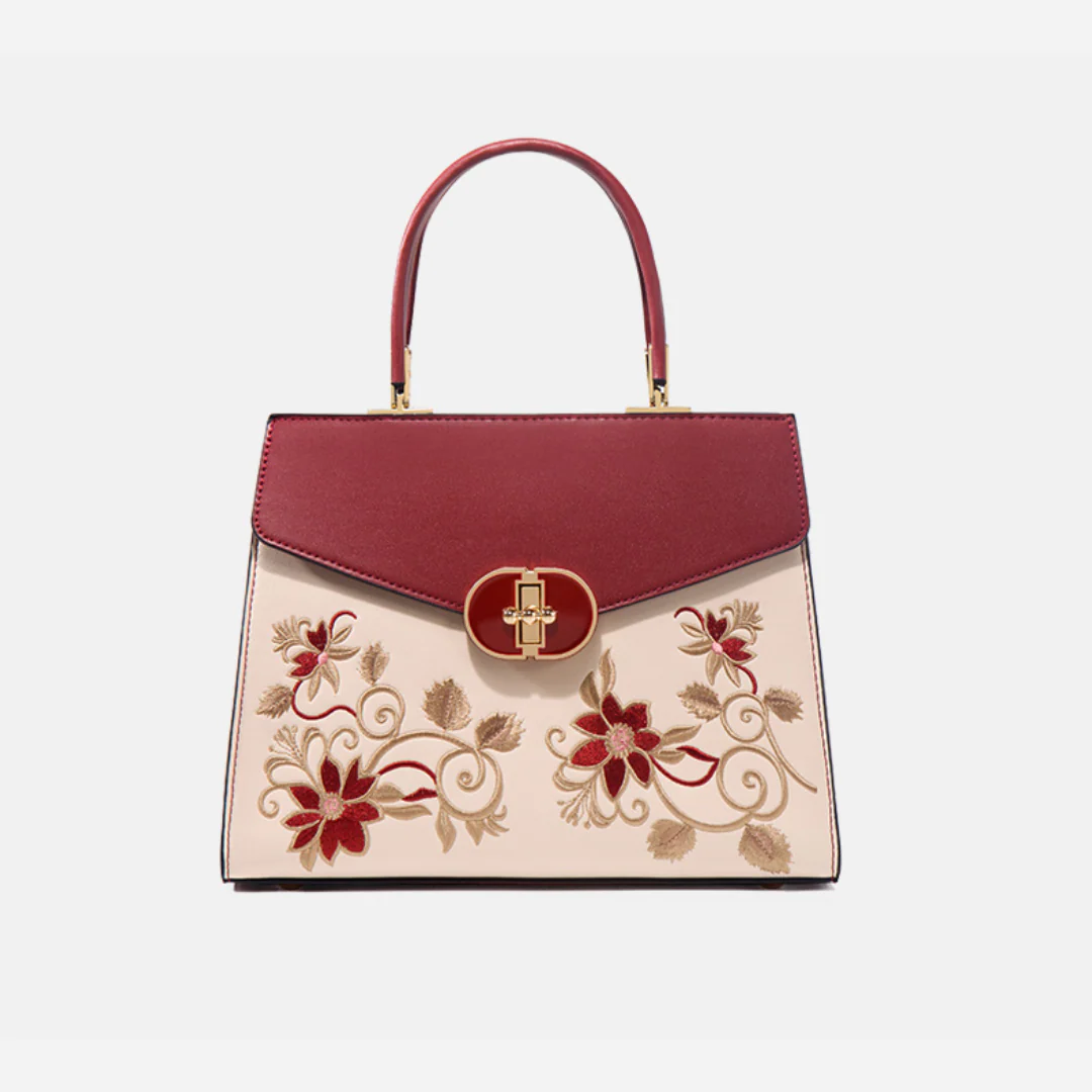 Tang Red 27 Embroidered Floral Tote - Image 13