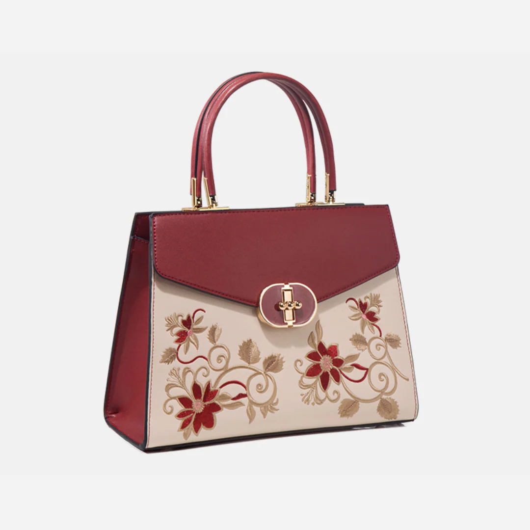Tang Red 27 Embroidered Floral Tote - Image 7