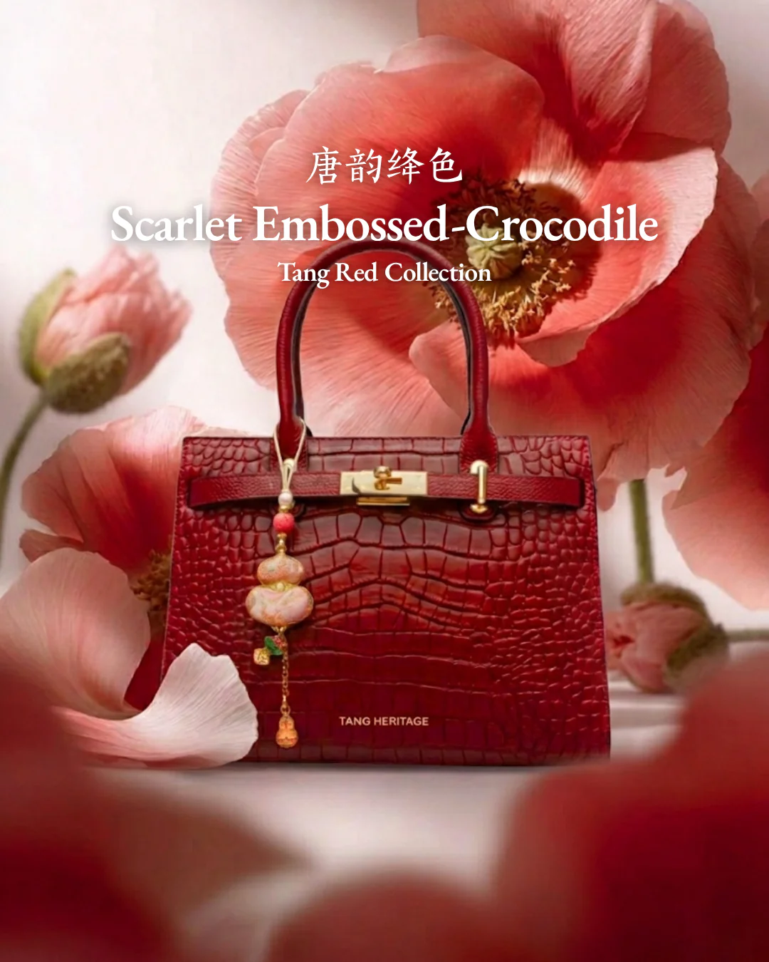 Tang Red 27 Onyx-Sand Python-Embossed Tote - Image 15