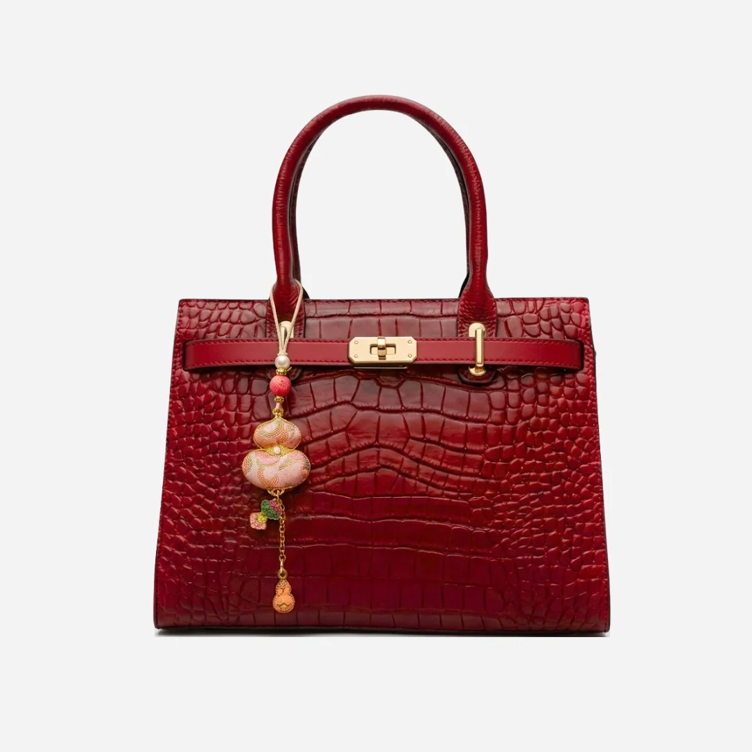 Tang Red 27 Onyx-Sand Python-Embossed Tote - Image 16