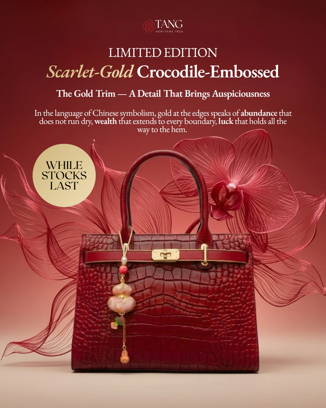 Tang Red 27 Scarlet Crocodile-Embossed Tote - Image 5