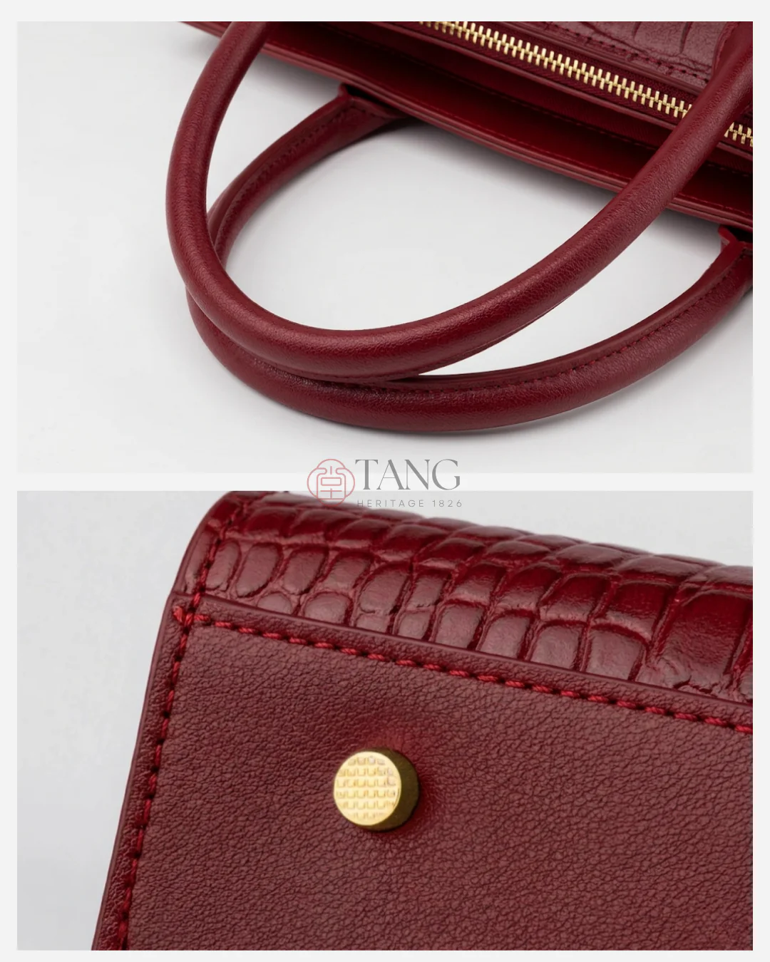 Tang Red 27 Scarlet Crocodile-Embossed Tote - Image 9
