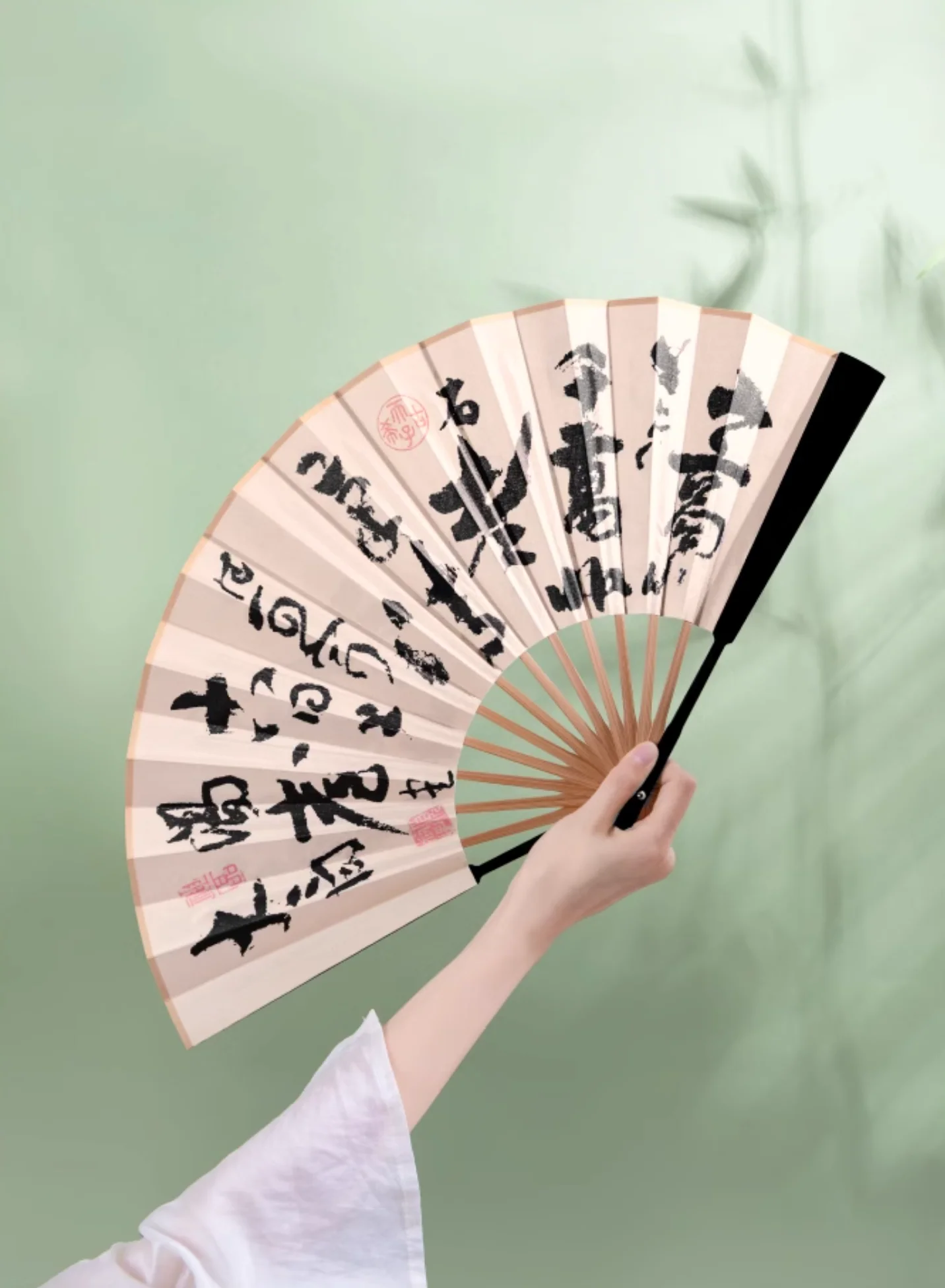 Traditional Chinese Calligraphy Folding Fans Gift Set - Image 3