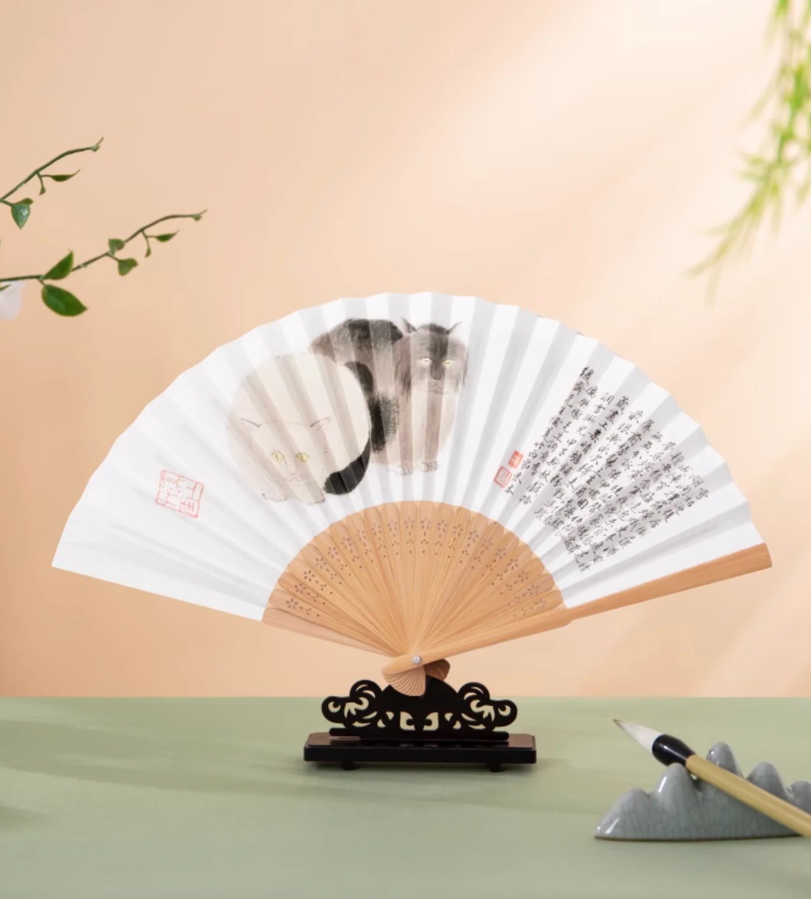 Traditional Chinese Calligraphy Folding Fans Gift Set - Image 5
