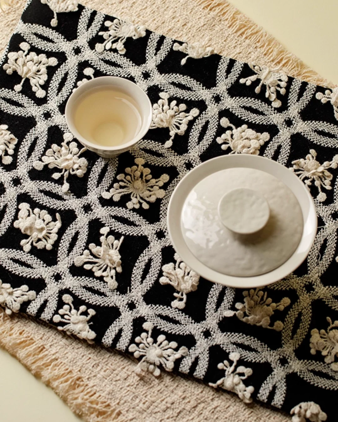 Tranquil Bloom Embroidered Tea Mat - Image 5