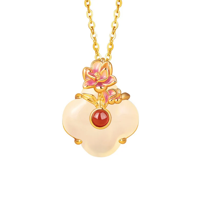 Twelve Flower Goddesses Jade & Agate Necklace - Image 12