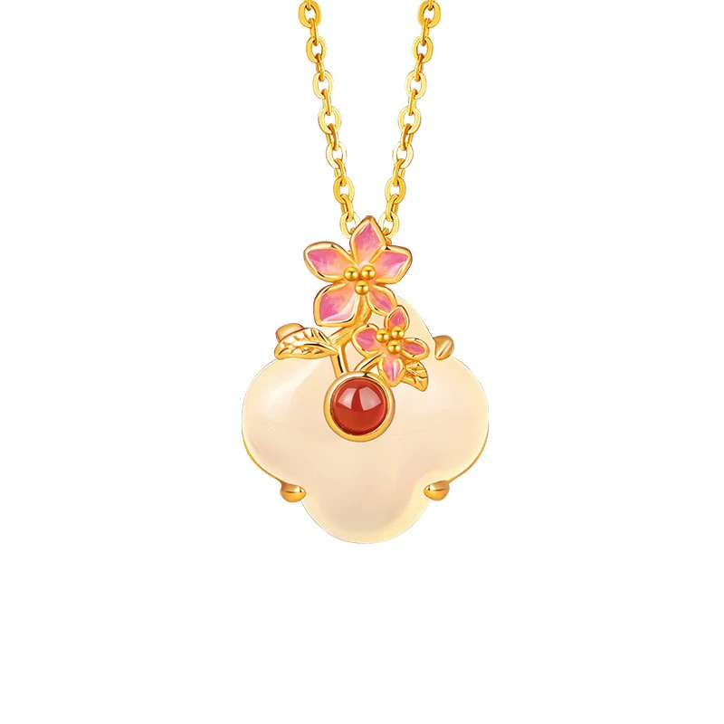 Twelve Flower Goddesses Jade & Agate Necklace - Image 18