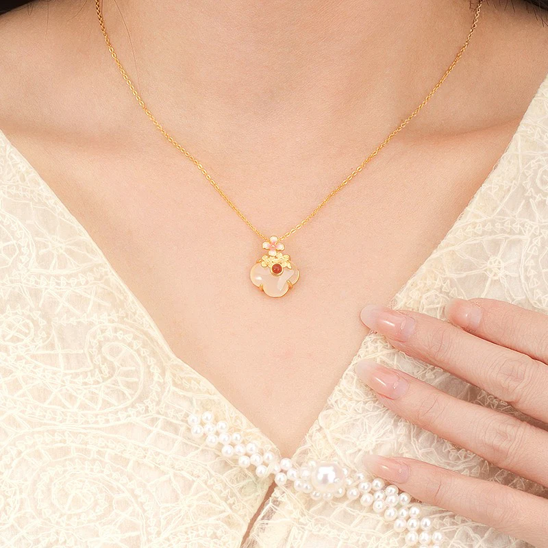 Twelve Flower Goddesses Jade & Agate Necklace - Image 2