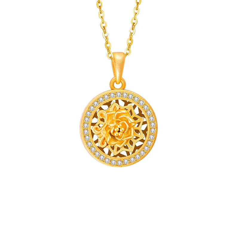 Twelve Flower Goddesses Spinning Medallion Necklace - Image 12