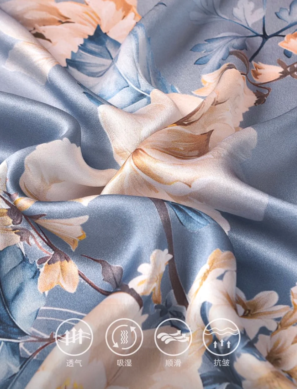 Twilight Camellia Mulberry Silk Scarf (170x53cm) - Image 7