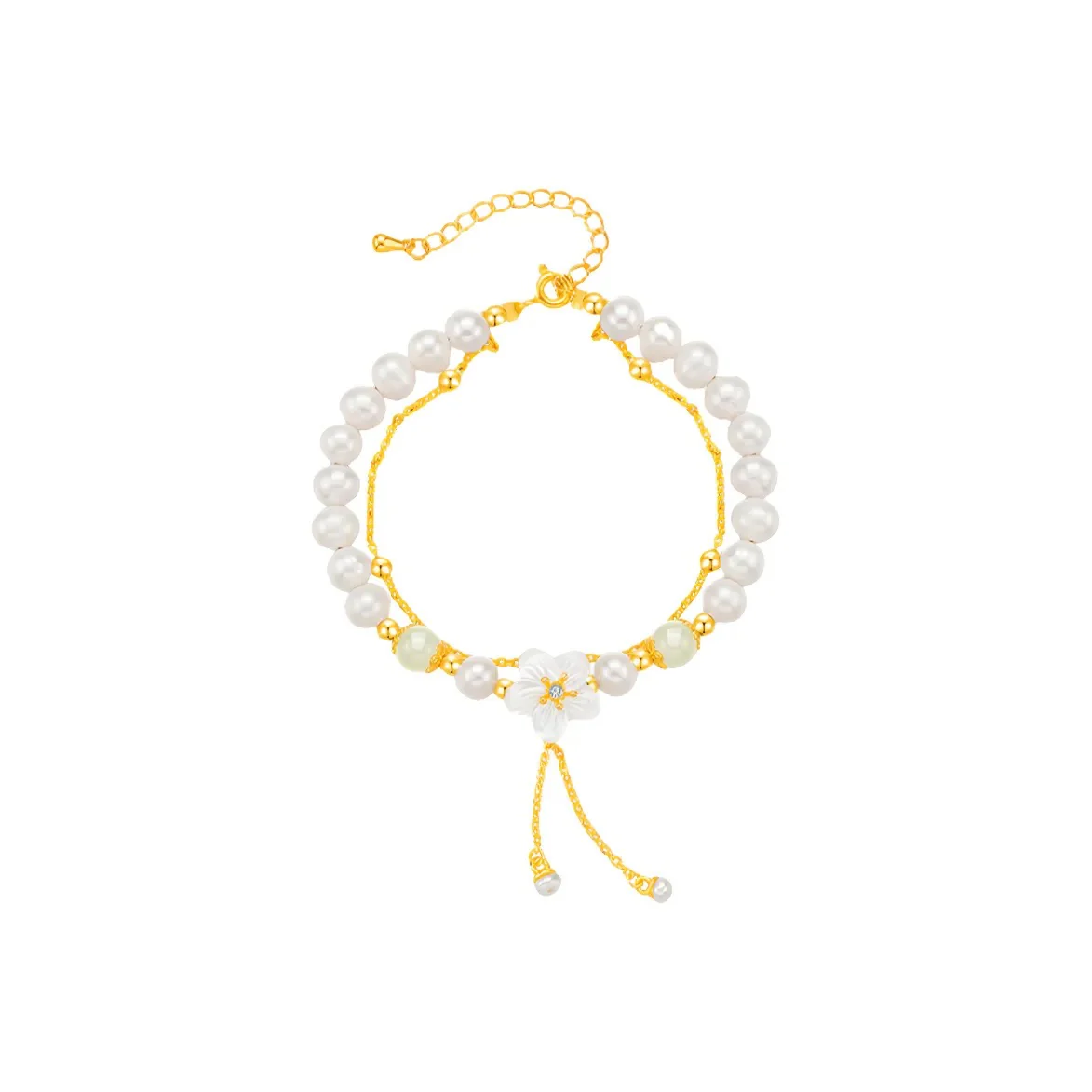 White Camellia Pearl & Jade Bracelet - Image 6