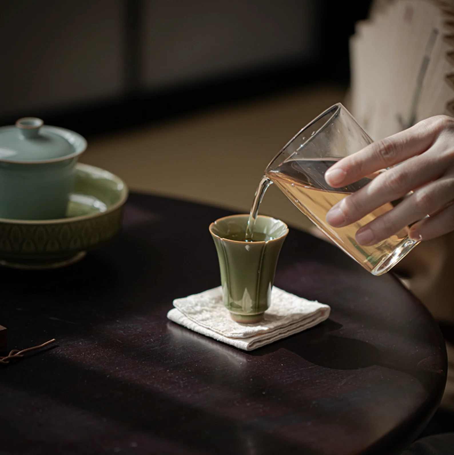 Yue Kiln Flower Mouth Tall Tea Cup - Image 5